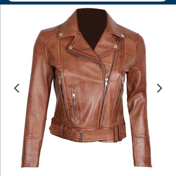 fanjackets Jackets & Blazers - 👻 Fanjacket real leather moto bike jacket brown